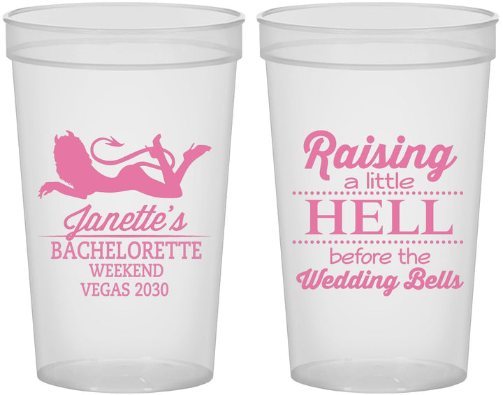 Custom Bachelorette 22 oz Translucent Cups - Raising A Little Hell | 60030