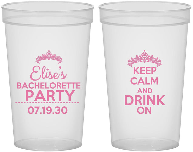 Custom Bachelorette 22 oz Translucent Cups - Keep Calm Drink On | 60036