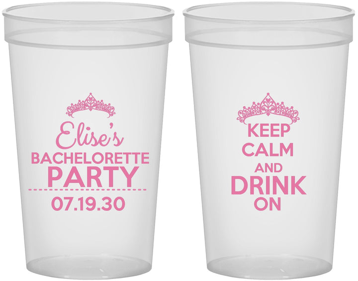 Custom Bachelorette 22 oz Translucent Cups - Keep Calm Drink On | 60036