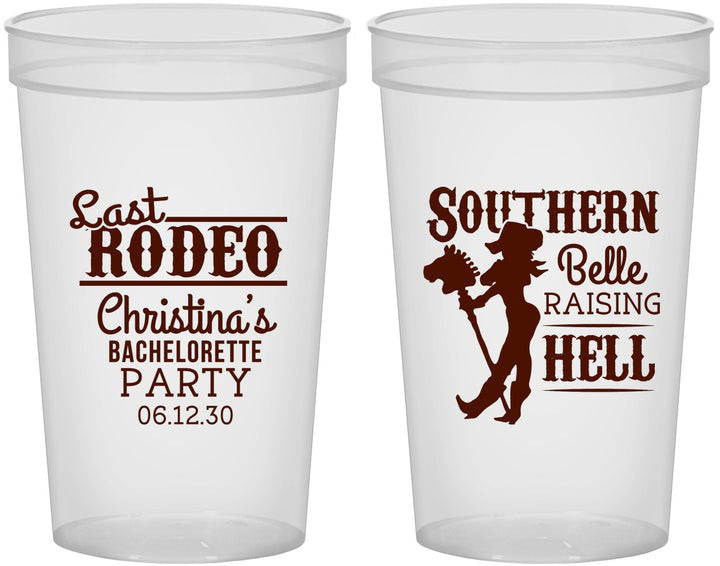Custom Bachelorette 22 oz Translucent Cups - Raising Hell Last Rodeo | 60042