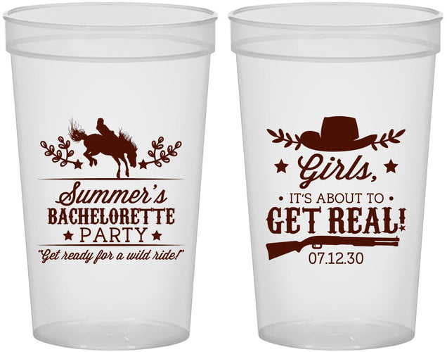 Custom Bachelorette 22 oz Translucent Cups - Its About To Get Real | 60043