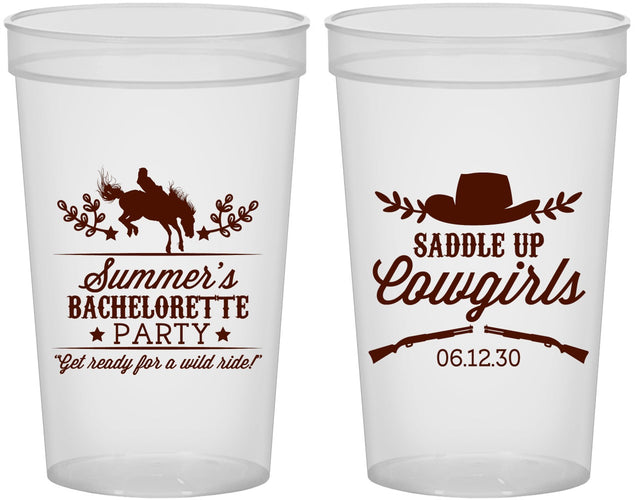Custom Bachelorette 22 oz Translucent Cups - Saddle Up Cowgirls | 60045