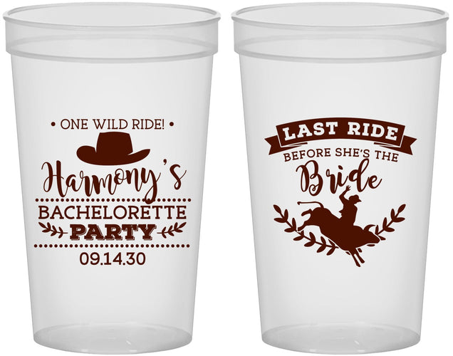 Custom Bachelorette 22 oz Translucent Cups - Last Ride Before Bride | 60046