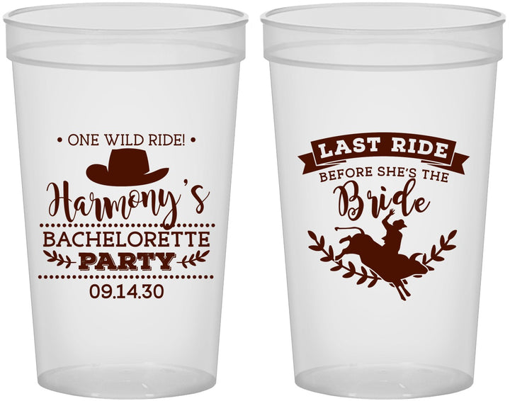 Custom Bachelorette 22 oz Translucent Cups - Last Ride Before Bride | 60046