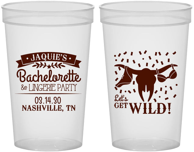Custom Bachelorette 22 oz Translucent Cups - Lets Get Wild Cowgirl | 60048