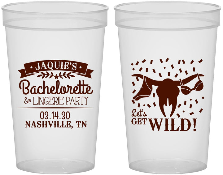 Custom Bachelorette 22 oz Translucent Cups - Lets Get Wild Cowgirl | 60048