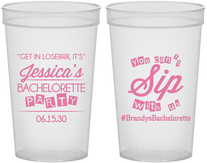 Custom Bachelorette 22 oz Translucent Cups - Cant Sip With Us | 60050