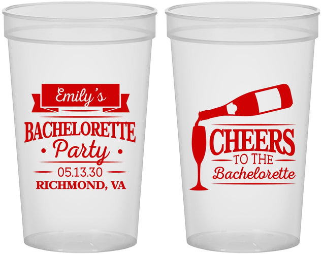 Custom Bachelorette 22 oz Translucent Cups - Cheers | 60052
