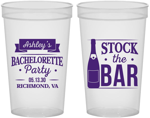 Custom Bachelorette 22 oz Translucent Cups - Stock The Bar | 60053