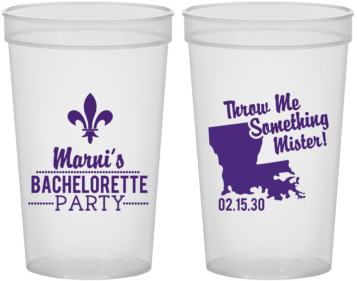 Custom Bachelorette 22 oz Translucent Cups - Mardi Gras | 60056