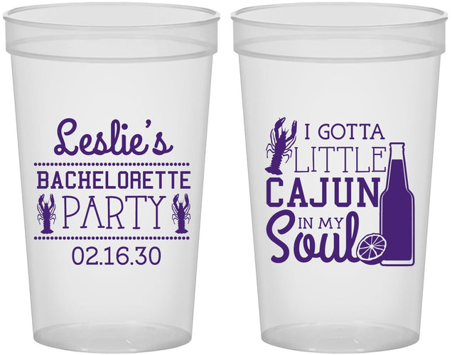 Custom Bachelorette 22 oz Translucent Cups - Little Cajun In My Soul | 60058