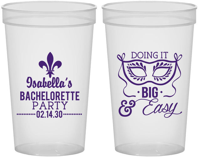 Custom Bachelorette 22 oz Translucent Cups - Mardi Gras | 60059