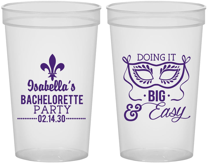Custom Bachelorette 22 oz Translucent Cups - Mardi Gras | 60059