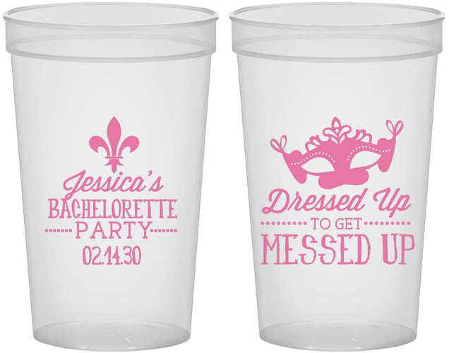Custom Bachelorette 22 oz Translucent Cups - Mardi Gras | 60061