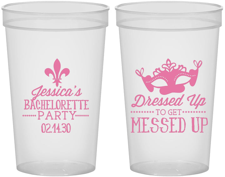 Custom Bachelorette 22 oz Translucent Cups - Mardi Gras | 60061