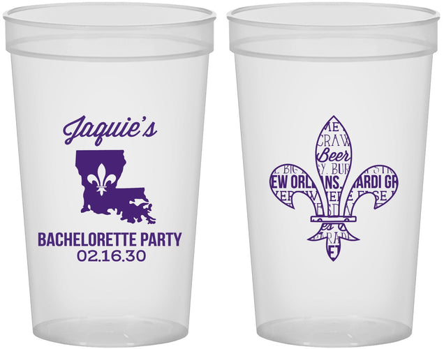 Custom Bachelorette 22 oz Translucent Cups - Mardi Gras | 60062