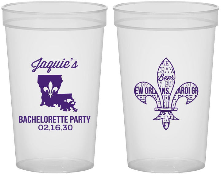Custom Bachelorette 22 oz Translucent Cups - Mardi Gras | 60062