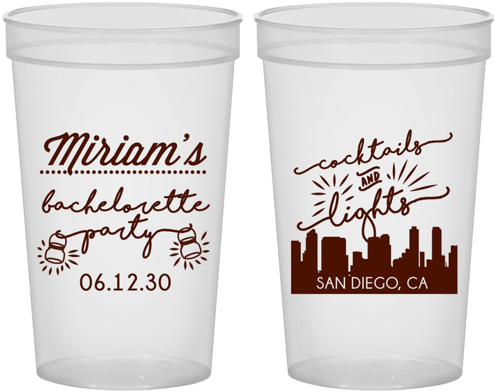 Custom Bachelorette 22 oz Translucent Cups - San Diego | 60067