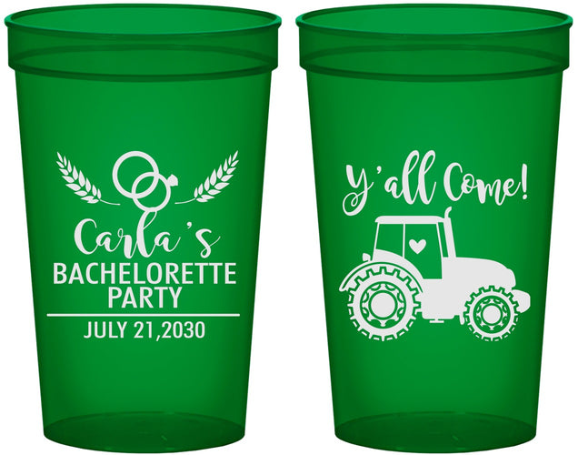 Custom Bachelorette 22 oz Translucent Cups - Tractor Farm | 60070