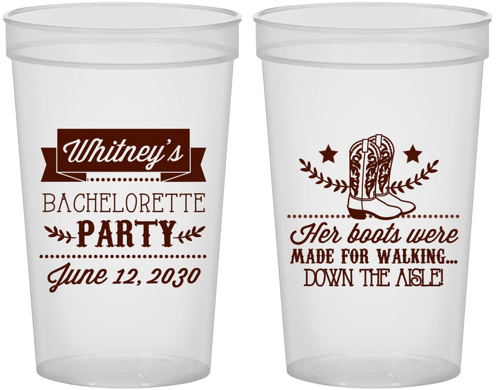 Custom Bachelorette 22 oz Translucent Cups - Cowgirl Boots | 60072