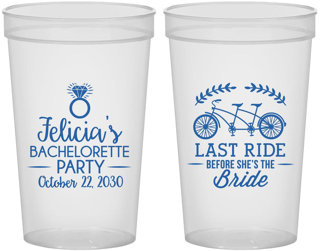Custom Bachelorette 22 oz Translucent Cups - Last Ride Before Bride | 60073