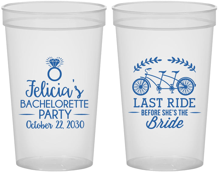 Custom Bachelorette 22 oz Translucent Cups - Last Ride Before Bride | 60073