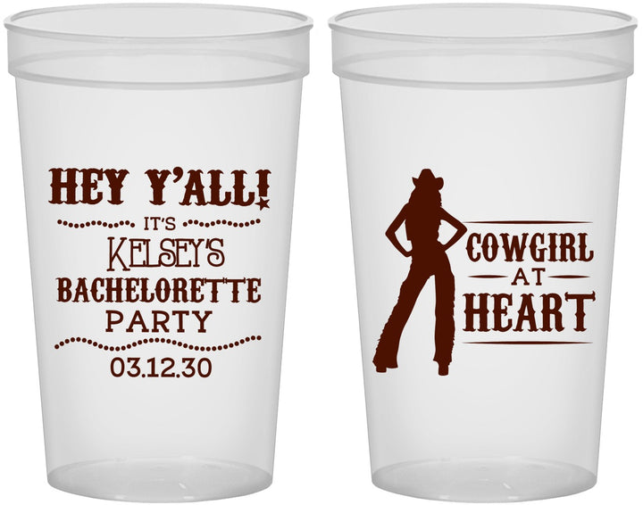 Custom Bachelorette 22 oz Translucent Cups - Cowgirl At Heart | 60079