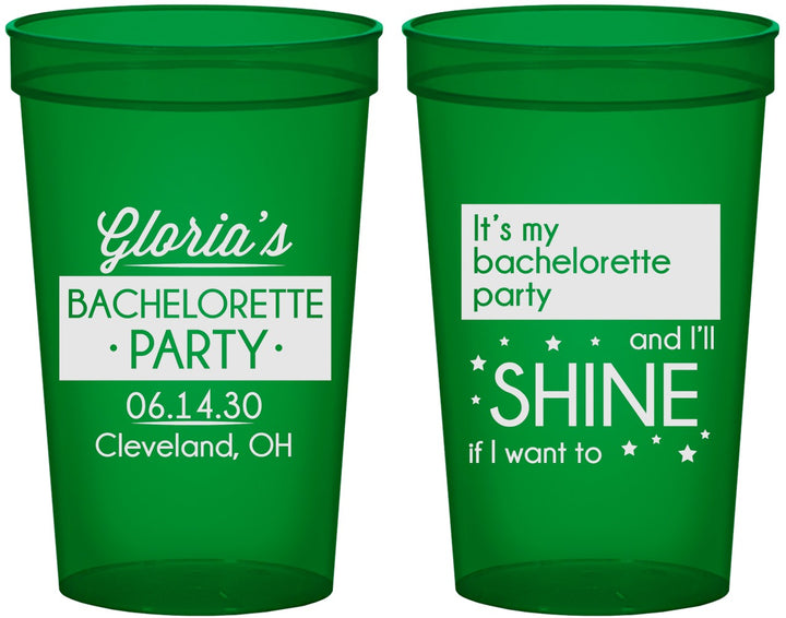 Custom Bachelorette 22 oz Translucent Cups - Shine | 60080