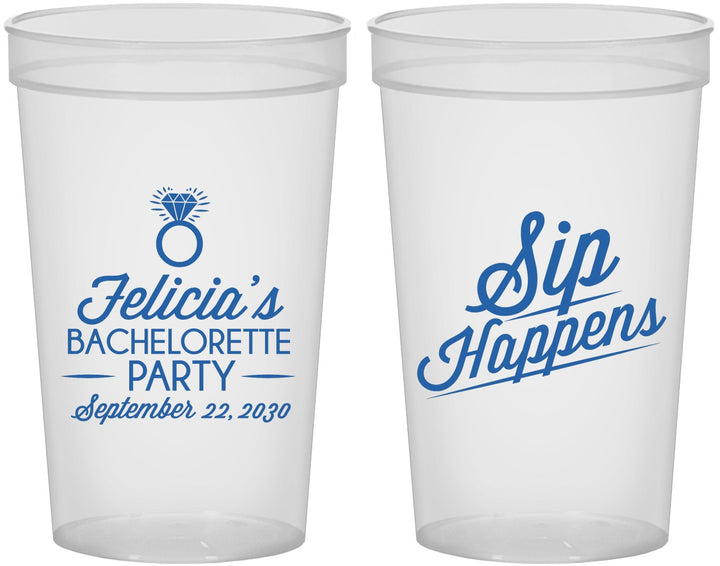 Custom Bachelorette 22 oz Translucent Cups - Sip Happens | 60081