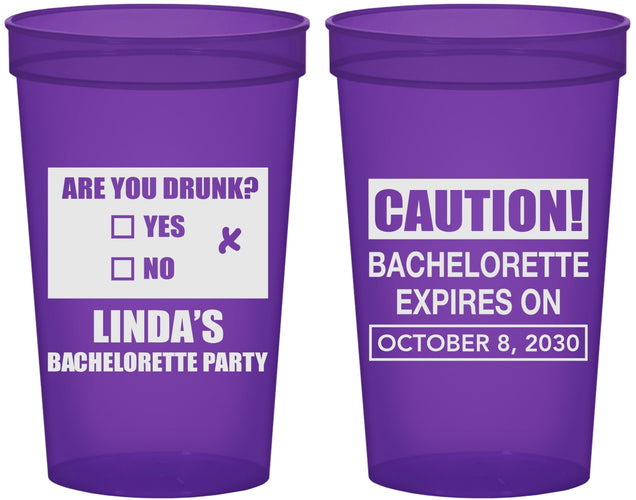 Custom Bachelorette 22 oz Translucent Cups - Caution | 60082