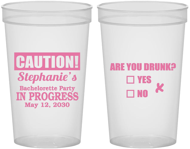 Custom Bachelorette 22 oz Translucent Cups - Drunk Yes Or No | 60083