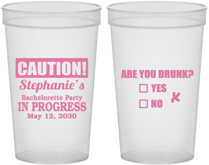 Custom Bachelorette 22 oz Translucent Cups - Drunk Yes Or No | 60083