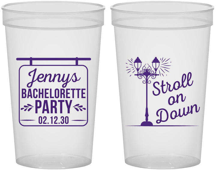 Custom Bachelorette 22 oz Translucent Cups - Stroll On Down | 60092