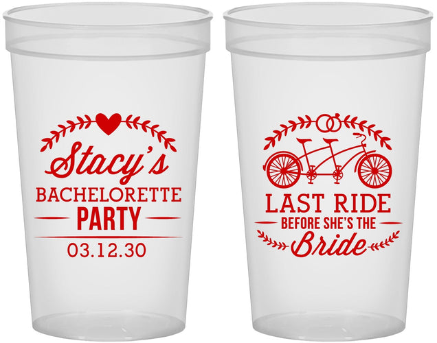 Custom Bachelorette 22 oz Translucent Cups - Last Ride Before Bride | 60093