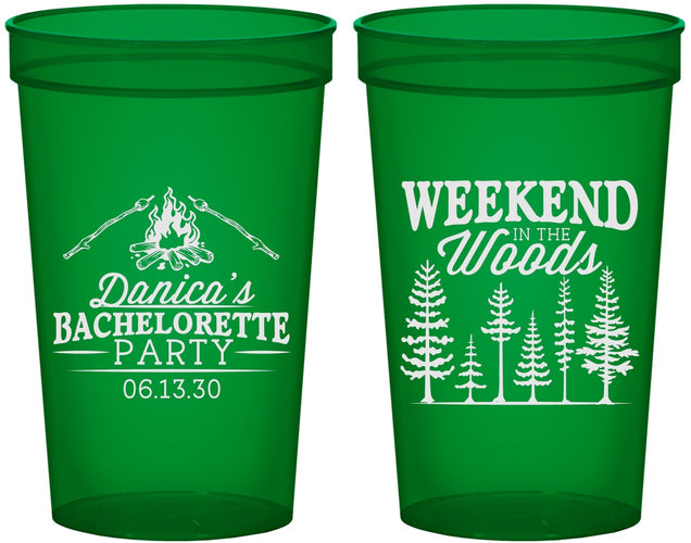Custom Bachelorette 22 oz Translucent Cups - Camping | 60094