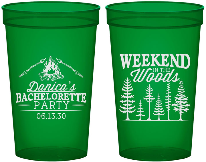 Custom Bachelorette 22 oz Translucent Cups - Camping | 60094