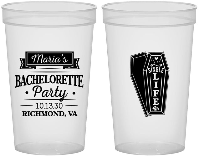 Custom Bachelorette 22 oz Translucent Cups - Rip Single Life | 60095