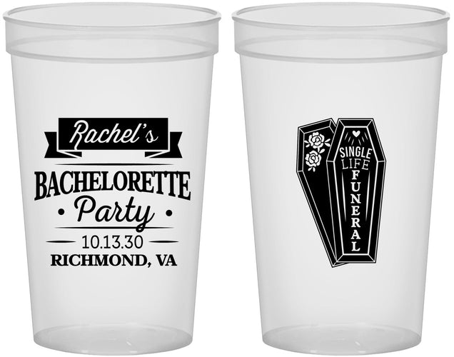 Custom Bachelorette 22 oz Translucent Cups - Rip Single Life | 60096