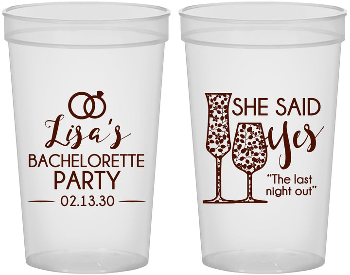 Custom Bachelorette 22 oz Translucent Cups - The Last Night Out | 60097