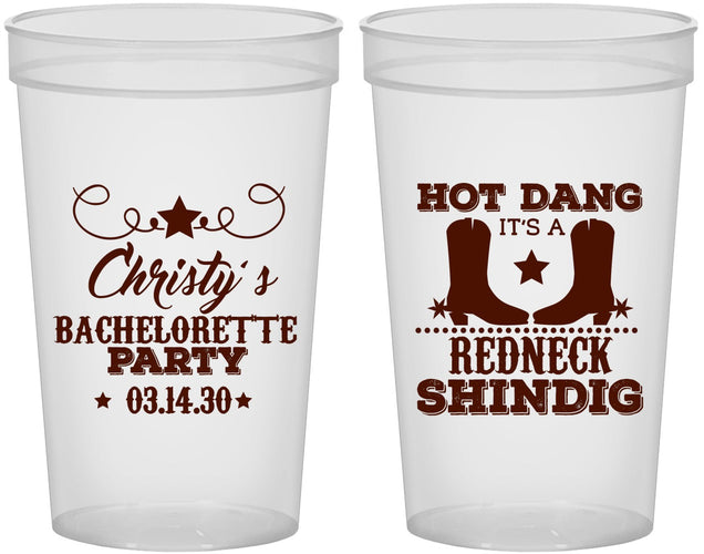 Custom Bachelorette 22 oz Translucent Cups - Redneck Shindig | 60100