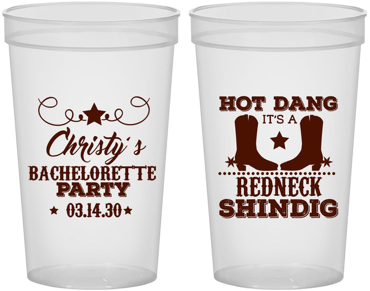 Custom Bachelorette 22 oz Translucent Cups - Redneck Shindig | 60100