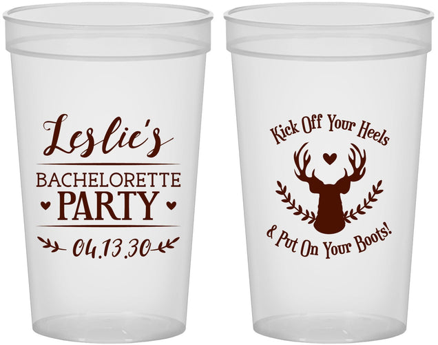 Custom Bachelorette 22 oz Translucent Cups - Deer Heels Boots | 60102