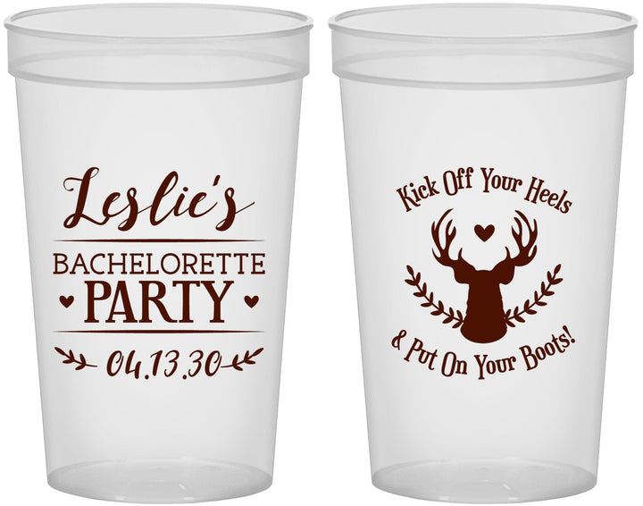 Custom Bachelorette 22 oz Translucent Cups - Deer Heels Boots | 60102
