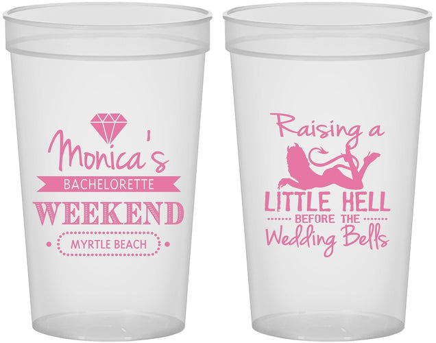 Custom Bachelorette 22 oz Translucent Cups - Raising A Little Hell | 60103