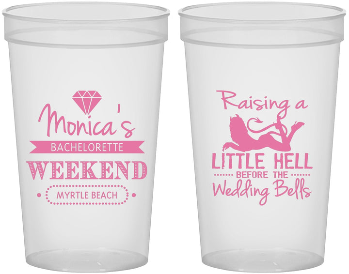 Custom Bachelorette 22 oz Translucent Cups - Raising A Little Hell | 60103
