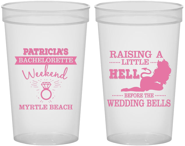 Custom Bachelorette 22 oz Translucent Cups - Raising A Little Hell | 60104