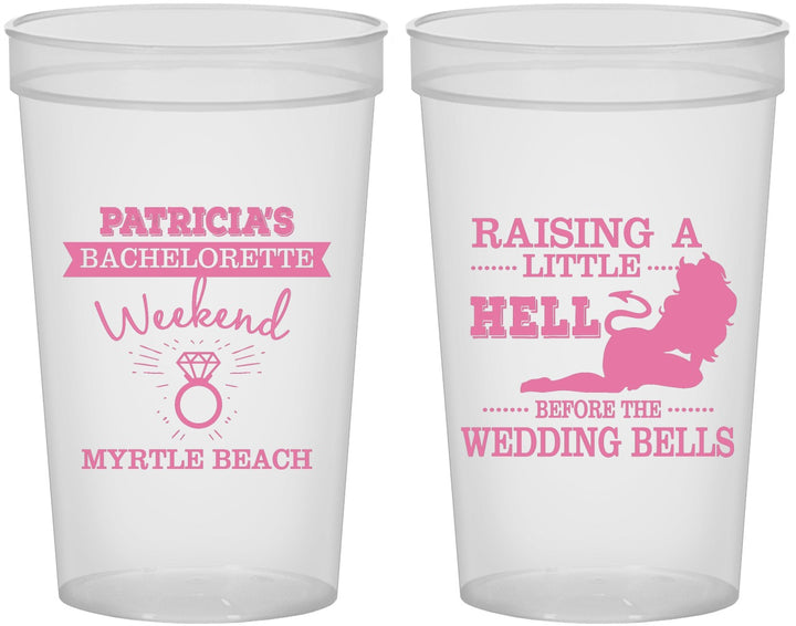 Custom Bachelorette 22 oz Translucent Cups - Raising A Little Hell | 60104