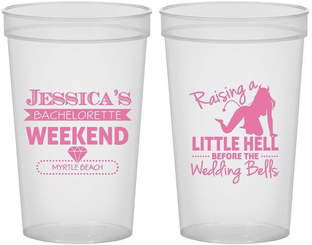 Custom Bachelorette 22 oz Translucent Cups - Raising A Little Hell | 60105