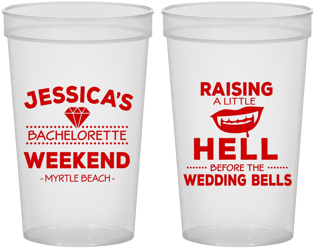 Custom Bachelorette 22 oz Translucent Cups - Raising A Little Hell | 60106