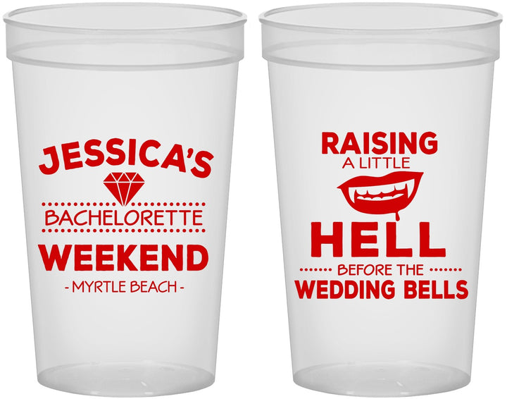 Custom Bachelorette 22 oz Translucent Cups - Raising A Little Hell | 60106